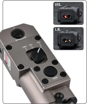 Metal CBQL-1 Box Laser Sights Flashlight，with IR   Red/Green/Blue Laser Sight，with Remote Pressure Switch & M300/M600 Series Flashlight Base Mount Combo，Fits for Standard 20mm Rail Mounting，Tan