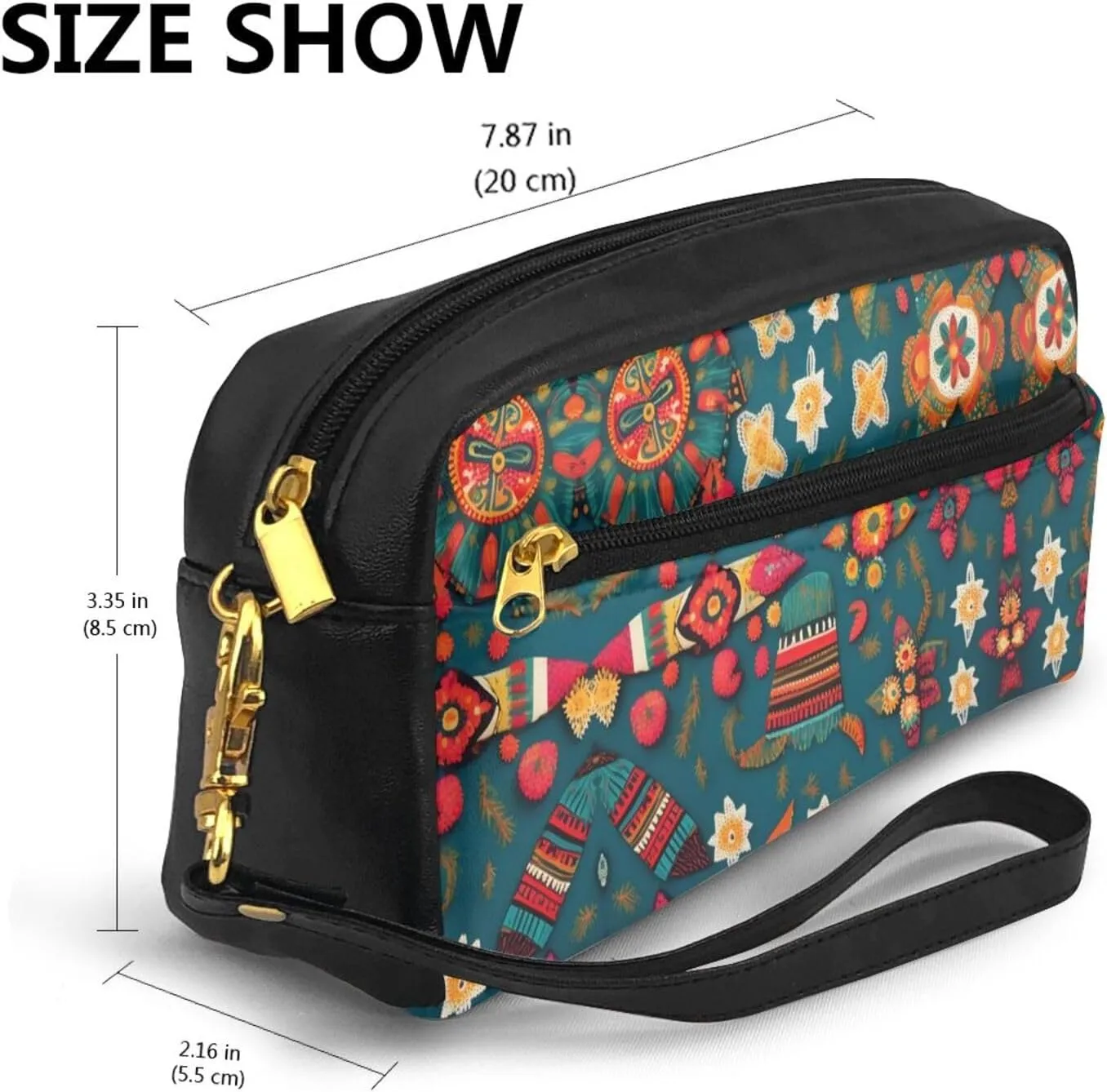 Mexican Folk Boho Print Portable Mini Makeup Bag,Versatile And Compact,Perfect For Your Essentials