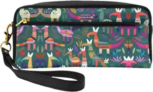 Mexican Otomi Animal Print Portable Mini Makeup Bag,Versatile And Compact,Perfect For Your Essentials