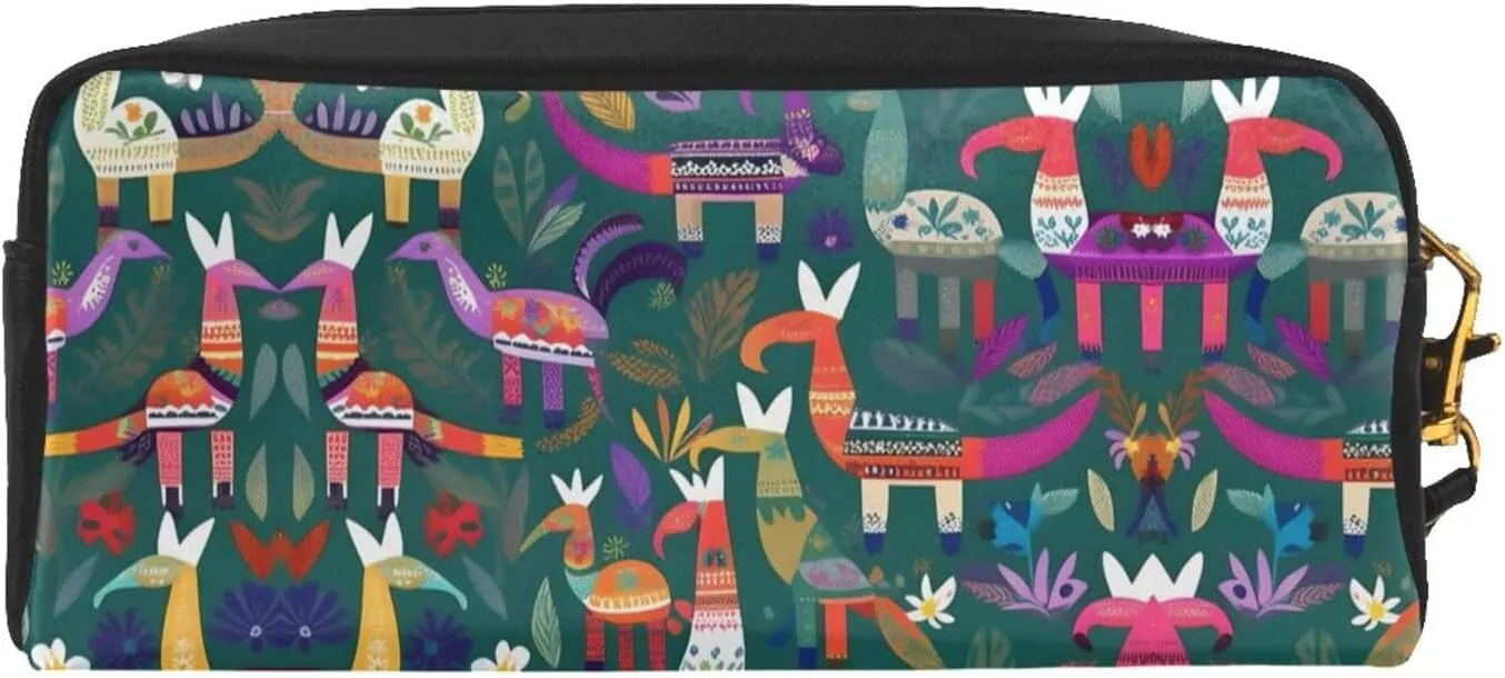 Mexican Otomi Animal Print Portable Mini Makeup Bag,Versatile And Compact,Perfect For Your Essentials