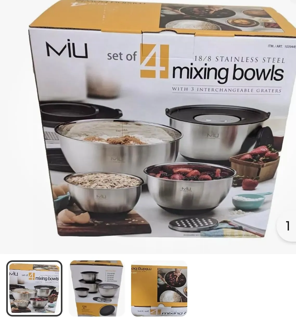 MI-U Stainless Steel Mixing Bowls With Graters,set of 4
