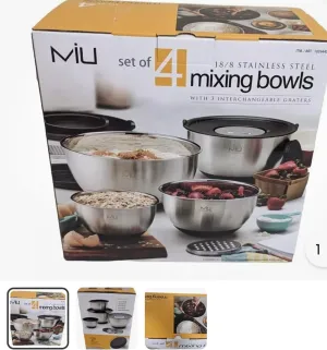 MI-U Stainless Steel Mixing Bowls With Graters,set of 4