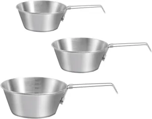 Milisten Camping Utensils Set 3pcs Stainless Steel Bowl with Handle Collapsible Camping Bowl for Outdoor Use