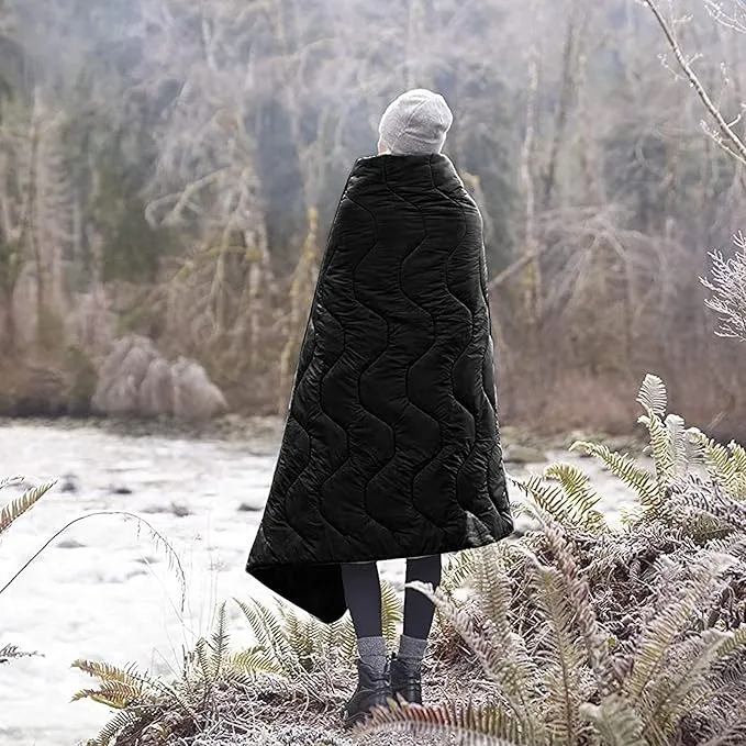 Military Woobie Blanket Thermal Insulated Poncho Liner Camping with Drawstring Carry Bag Waterproof for Outdoor Hiking