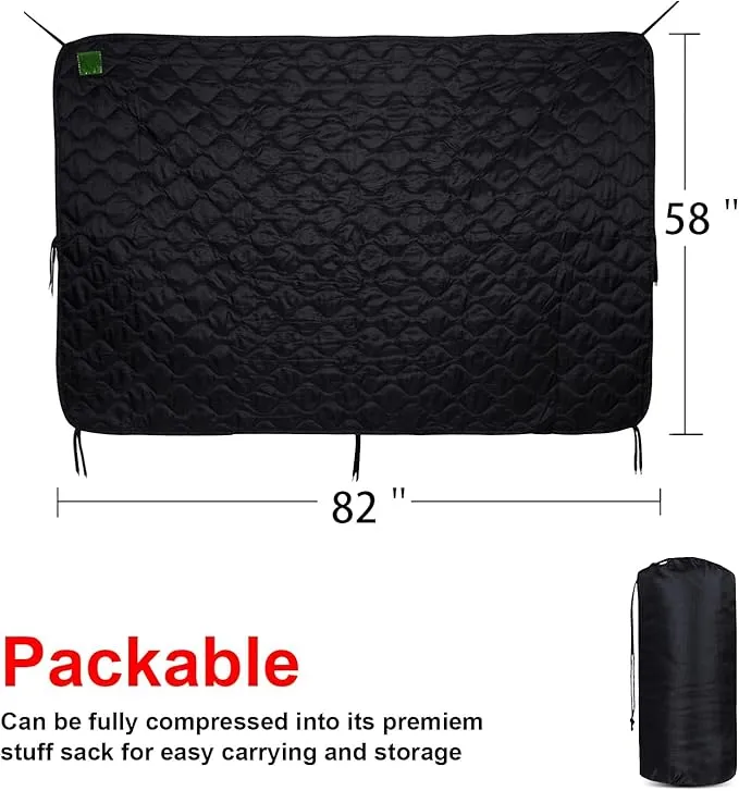 Military Woobie Blanket Thermal Insulated Poncho Liner Camping with Drawstring Carry Bag Waterproof for Outdoor Hiking