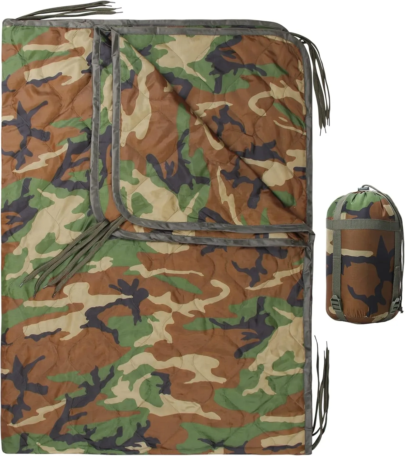 Military Woobie Waterproof Camping Blanket Lightweight Poncho Liner Thermal Insulated Sleeping Gear Comes with Compression Carry Bag for Travel, Outdoor, Survival