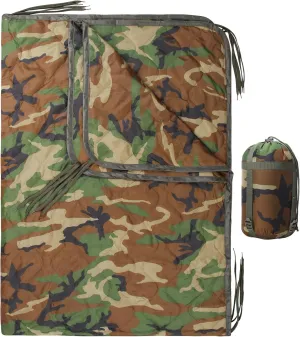 Military Woobie Waterproof Camping Blanket Lightweight Poncho Liner Thermal Insulated Sleeping Gear Comes with Compression Carry Bag for Travel, Outdoor, Survival