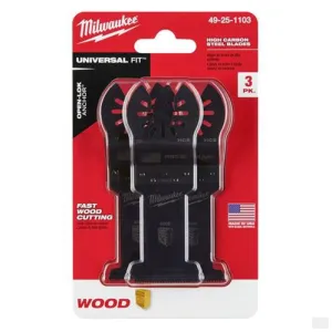 MILWAUKEE OPEN-LOK 1-3/8 in Hcs Wood Blades 3 Pk [49-25-1103]