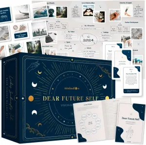 Mindmellow Vision Board Kit “Dear Future Self” - Vision Board Supplies with Wall Poster, Pictures, Workbook, Inspirational Cards - Vision Board Book