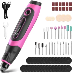 Mini Cordless Rotary Tool:DEKOPRO 3.7V Rotary Tool Variable Speed Display with Type-C Charging, Power Rotary Tool with 70 Accessories for Sanding, Engraving, Polishing, Drilling, Cutting, DIY (Pink)