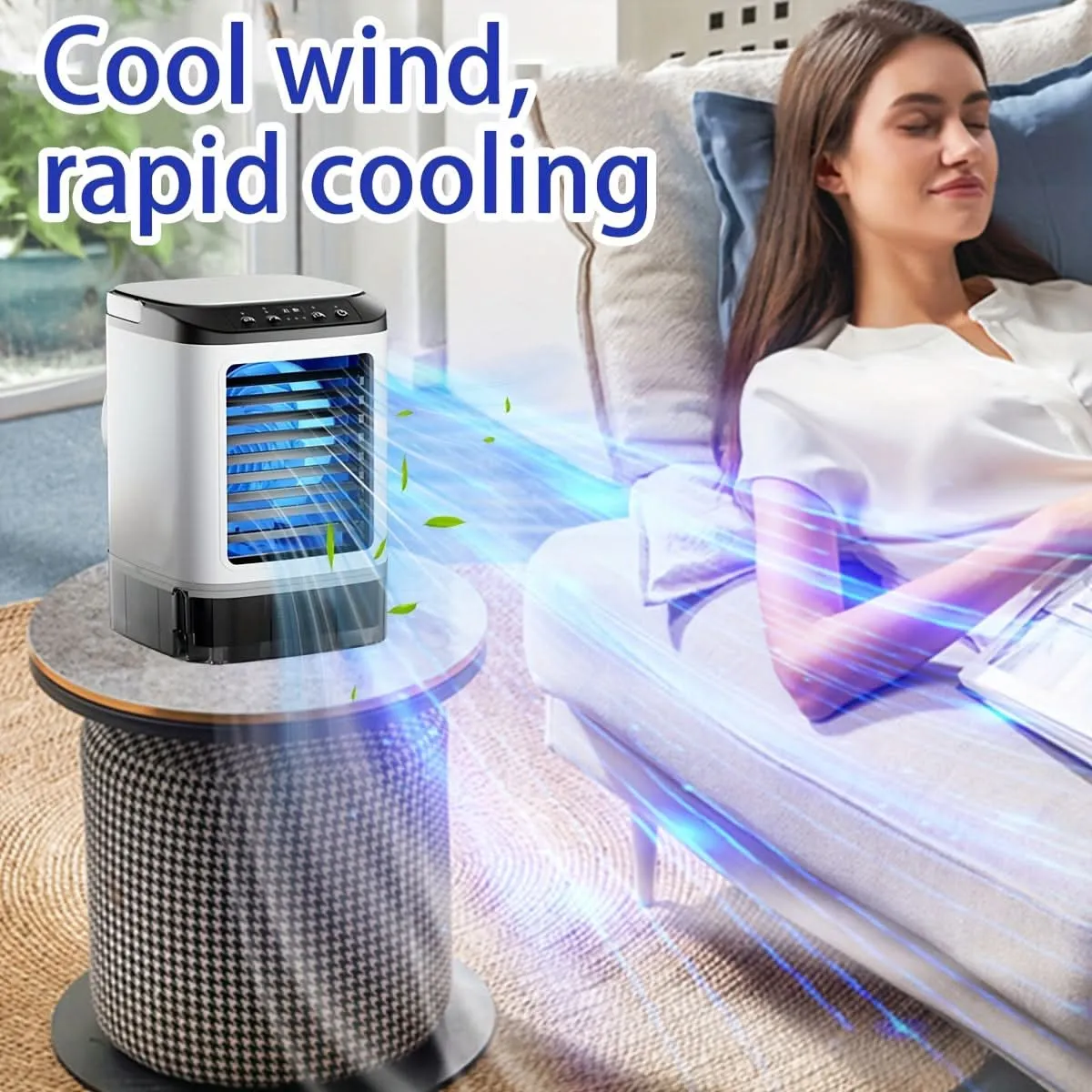Mini Evaporative Air Cooler with Misting – USB Powered 3-Speed Personal Fan