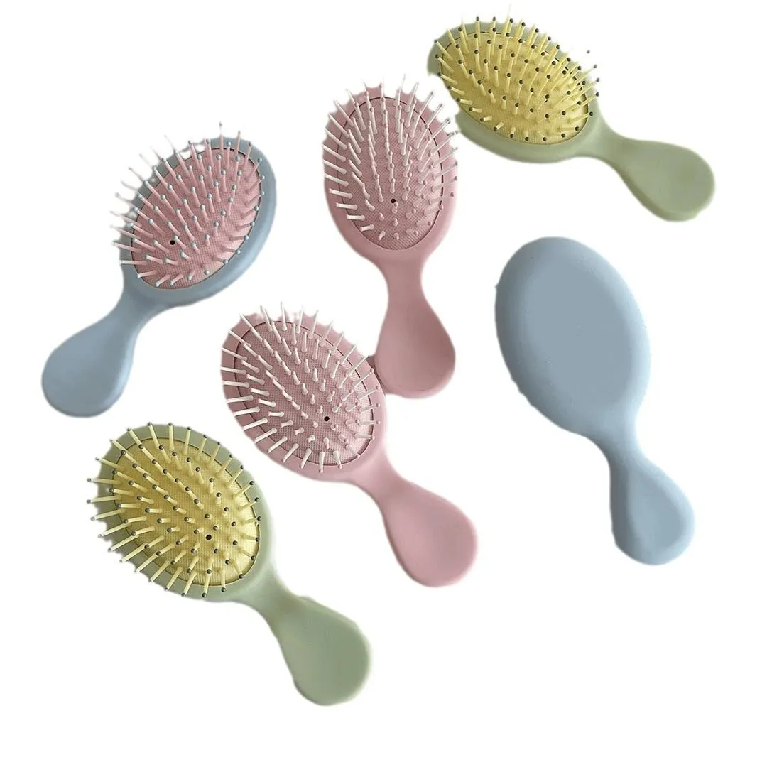 Mini Hair Brush Set, Pastel Colors, Portable Detangling Combs with Air Cushion, 6 Pack