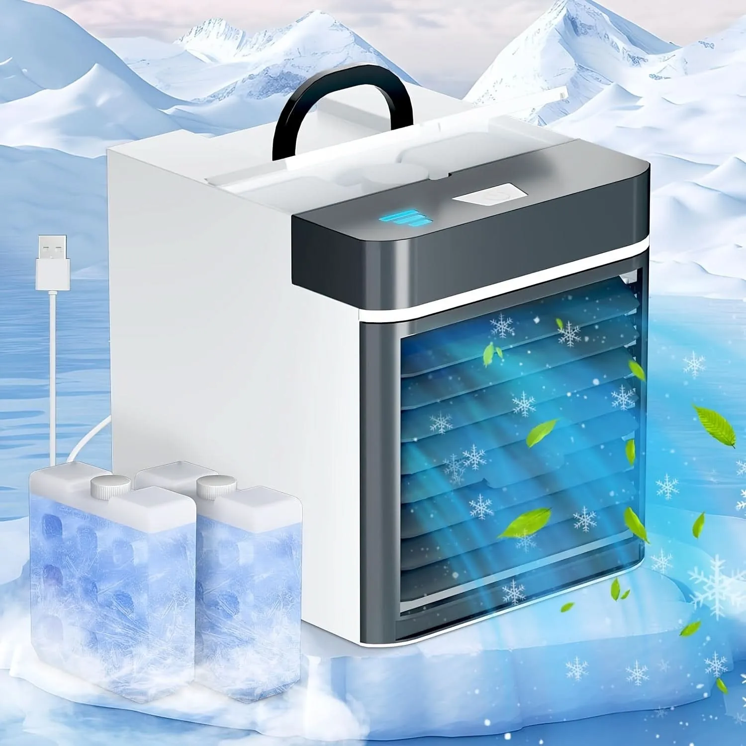 Mini Portable Air Conditioner Fan – USB Powered with 3 Speeds