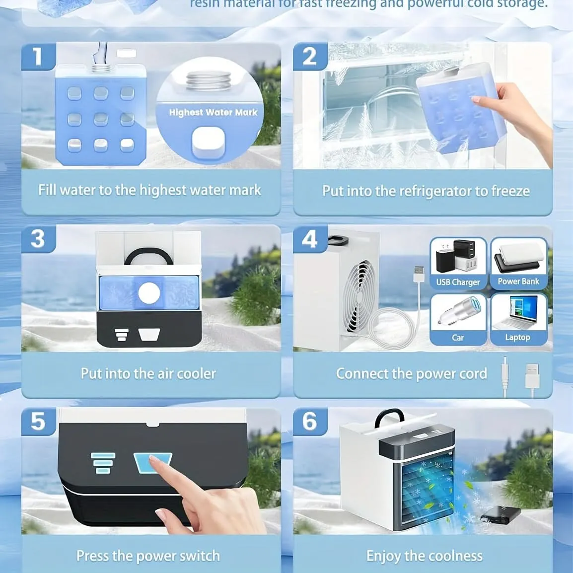 Mini Portable Air Conditioner Fan – USB Powered with 3 Speeds
