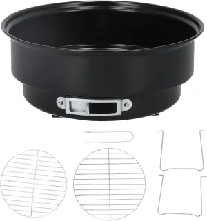 Mini Round BBQ Grill Set | Portable Iron Charcoal Grill for Home/Picnic/Camping | Non - Stick Cooking Area with 2 Grilling Nets | Foldable & Lightweight Design