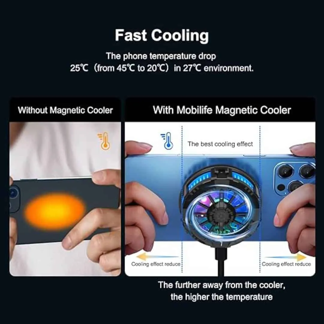 MOBILIFE Magnetic Mobile Cooler for iPhone iPad and Android Mobile Radiator (Black)