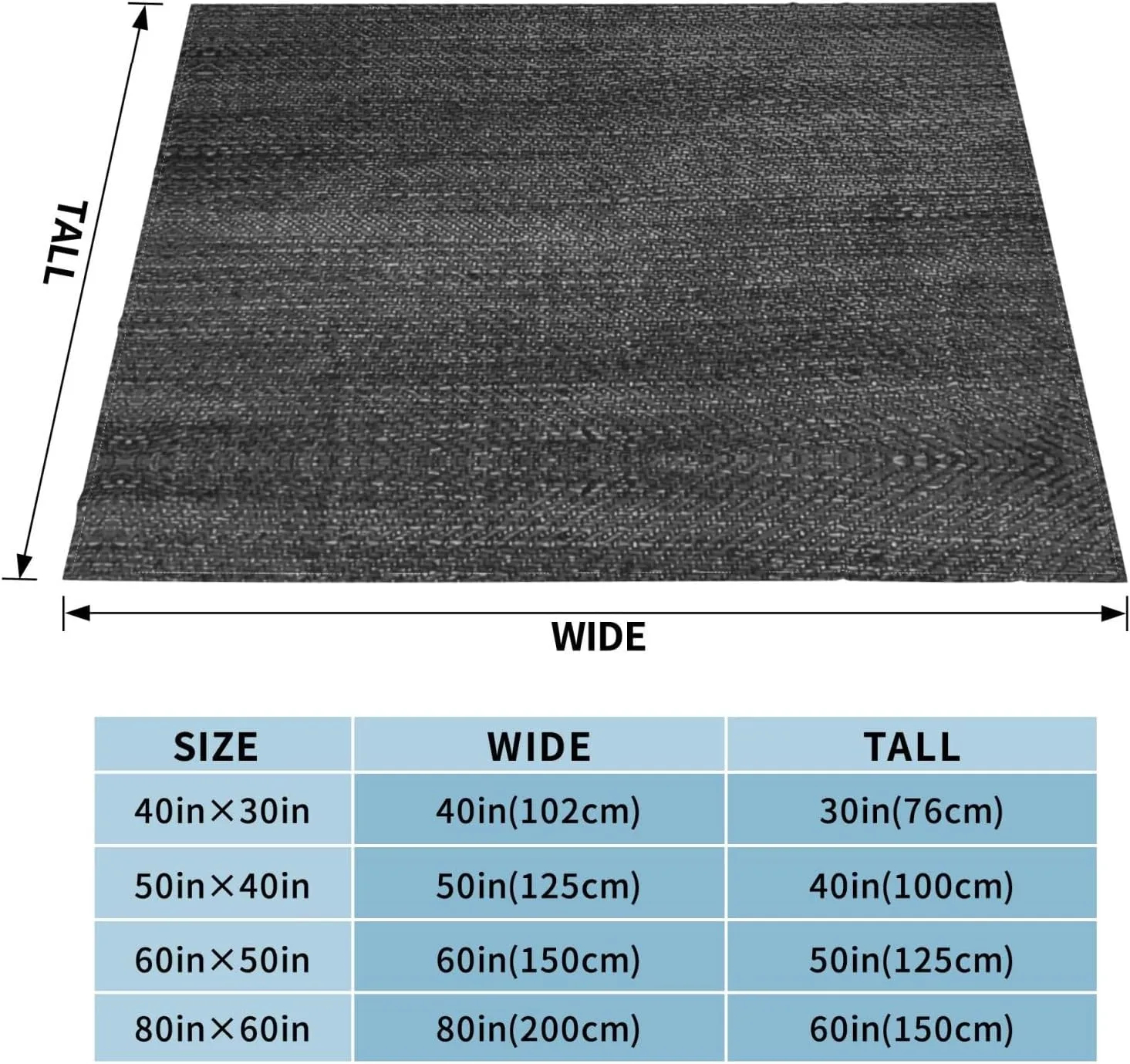 Modern Jean Black Denim Reusable 60"X50" Flannel Blanket - 100% Soft Polyester, Lightweight and Warm, Suitable for Families, Camping, Travel