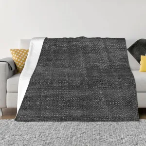 Modern Jean Black Denim Reusable 60"X50" Flannel Blanket - 100% Soft Polyester, Lightweight and Warm, Suitable for Families, Camping, Travel