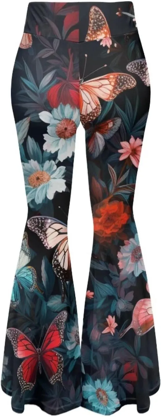Modysero Womens Wide Leg Pants Fashion Graphic Flare Yoga Pants for Dancing Work Regular Slim Fit High Waist Tall Leg