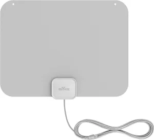 Mohu Leaf – New Look, Warm Grey Design – Ultra-Thin Indoor TV Antenna, UHF VHF, 40-Mile Range, Multi-Directional, 4K UHD, NEXTGEN TV - w/ 12 ft. Cable