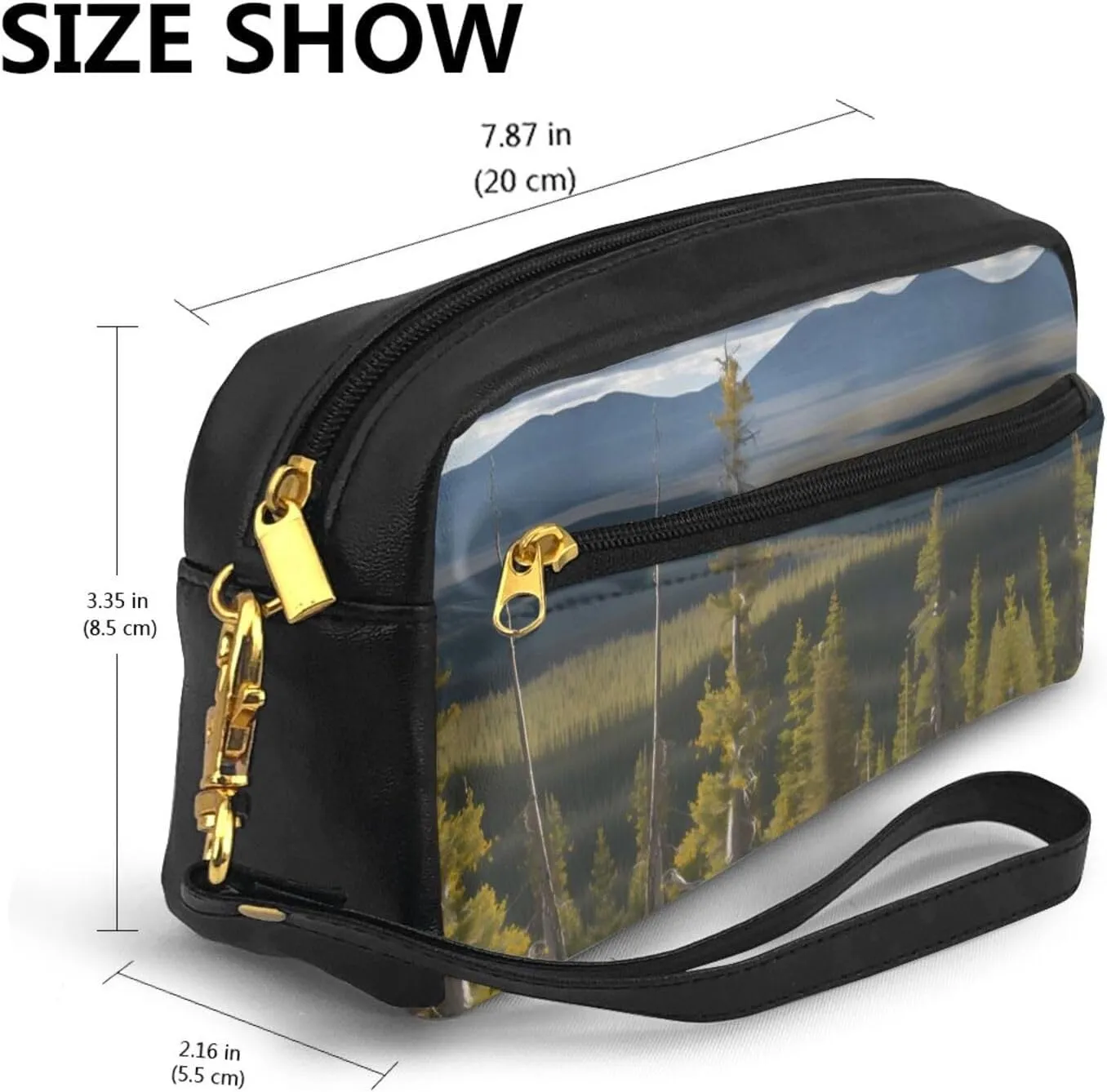 Moose Mountain Pine Tree Print Portable Mini Makeup Bag,Versatile And Compact,Perfect For Your Essentials