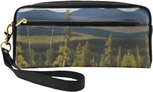 Moose Mountain Pine Tree Print Portable Mini Makeup Bag,Versatile And Compact,Perfect For Your Essentials