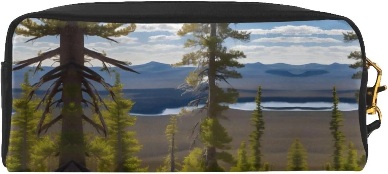Moose Mountain Pine Tree Print Print Portable Mini Makeup Bag,Versatile And Compact,Perfect For Your Essentials