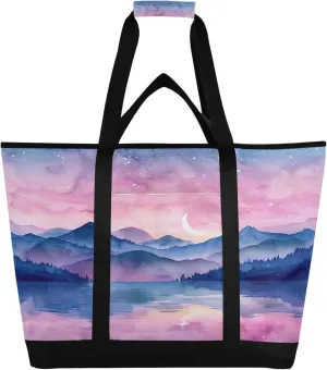 Mountain Reusable Insulated Cooler Bag with Ice Pack Compartment - Large 47L Waterproof Thermal Grocery Tote for Picnic Beach Camping Lunch Storage