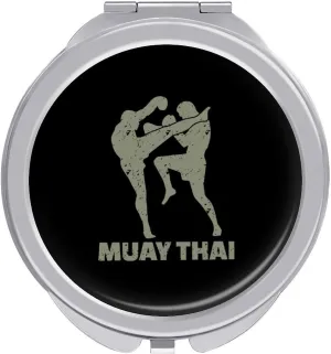 Muay Thai Travel Makeup Mirror 2-Sided 1x 2X Magnification Portable Mini Mirror for Handbag Purse Pocket