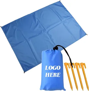 Muka Custom Beach Blanket Portable for Outdoor Camping, Picnic, Sunbath Mat w/Fixed Piles and Storage