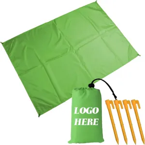Muka Custom Beach Blanket Portable for Outdoor Camping, Picnic, Sunbath Mat w/Fixed Piles and Storage