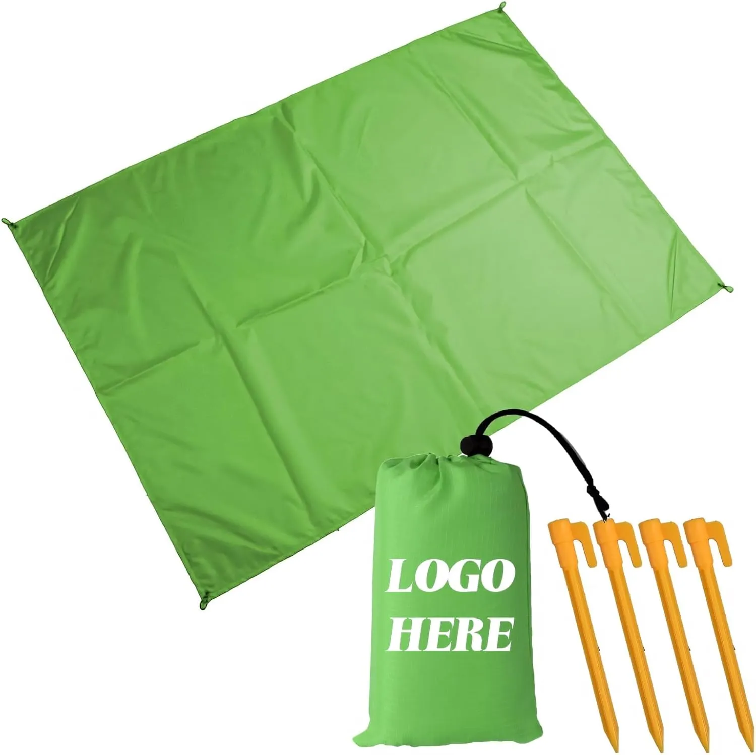 Muka Custom Beach Blanket Portable for Outdoor Camping, Picnic, Sunbath Mat w/Fixed Piles and Storage