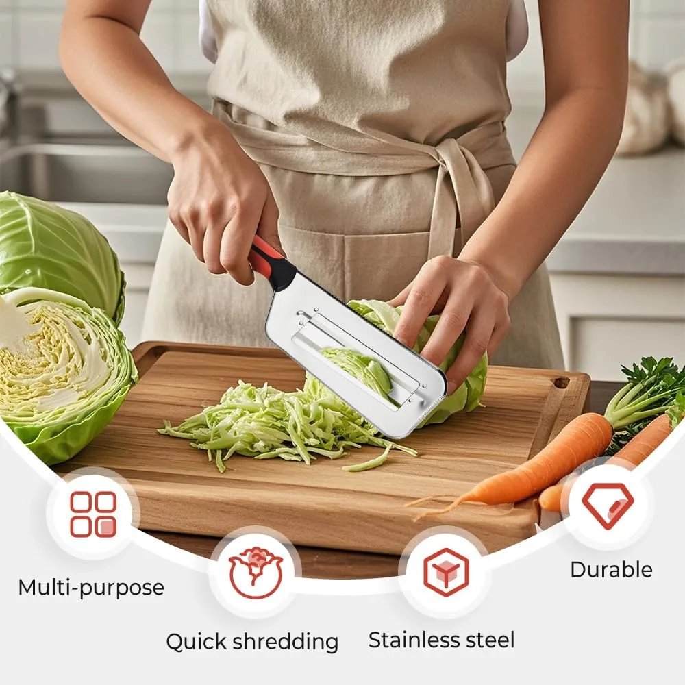 Multifunctional Vegetable Cutter, 2025 New Stainless Steel Dual Blade Julienne Cutter, Cabbage Slicer Shredder, Stainless Steel Vegetable Cutter Kitchen Lettuce Knife (2pcs)