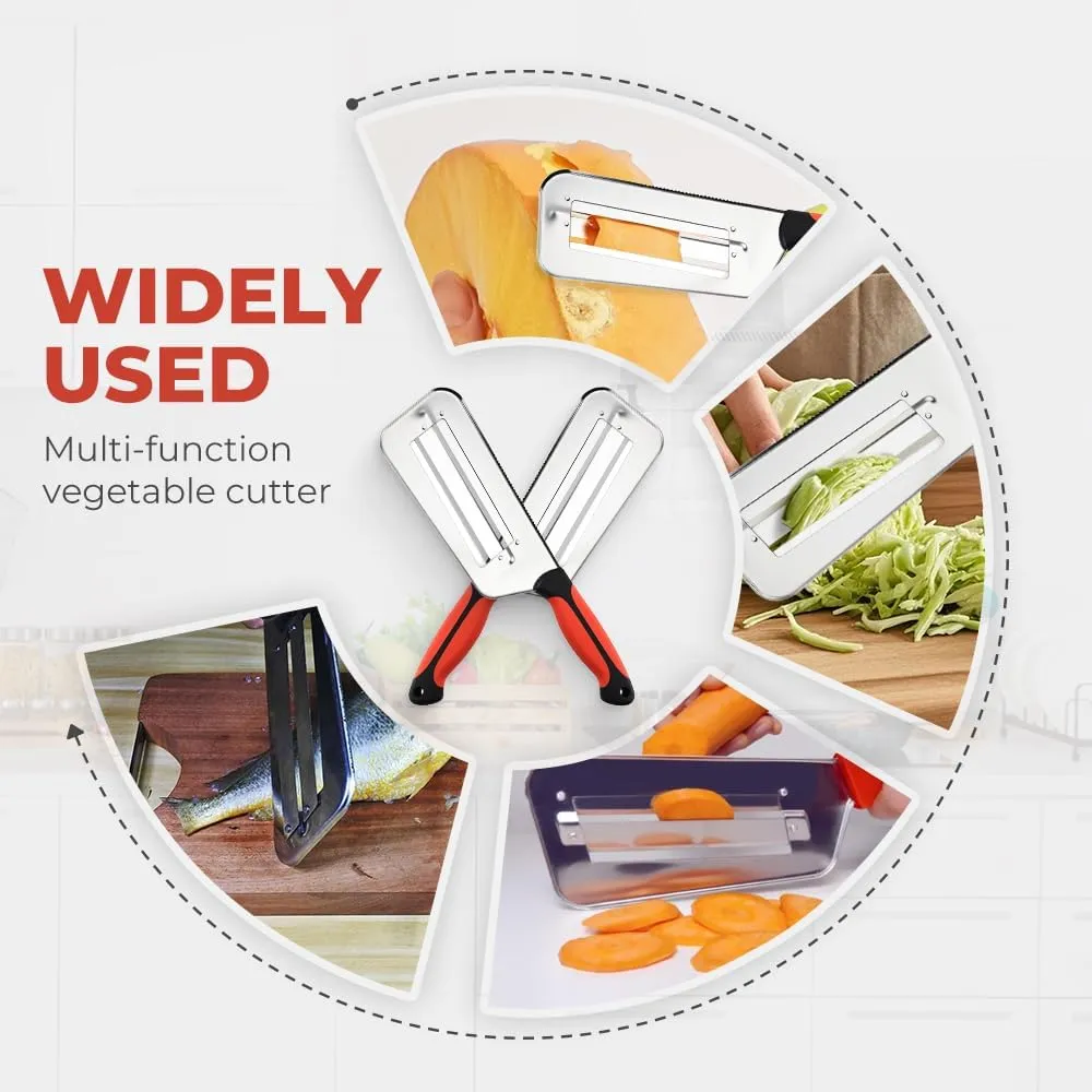Multifunctional Vegetable Cutter, 2025 New Stainless Steel Dual Blade Julienne Cutter, Cabbage Slicer Shredder, Stainless Steel Vegetable Cutter Kitchen Lettuce Knife (2pcs)