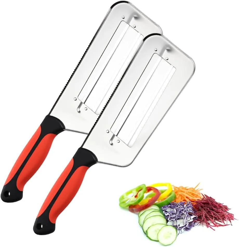 Multifunctional Vegetable Cutter, 2025 New Stainless Steel Dual Blade Julienne Cutter, Cabbage Slicer Shredder, Stainless Steel Vegetable Cutter Kitchen Lettuce Knife (2pcs)