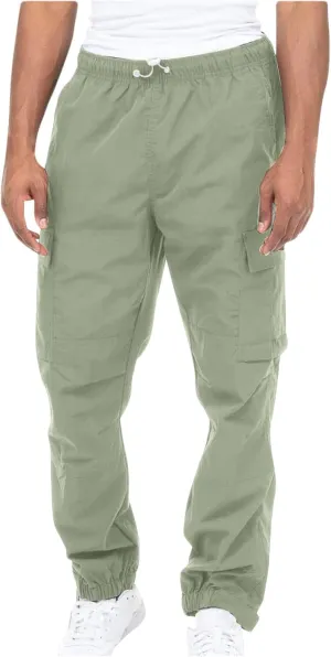 Muscularfit Cotton Pants for Men 2024 Fall Fashion Stretch Waist Multi Pockets Cargo Pants Causal Solid Athletic Sweatpants