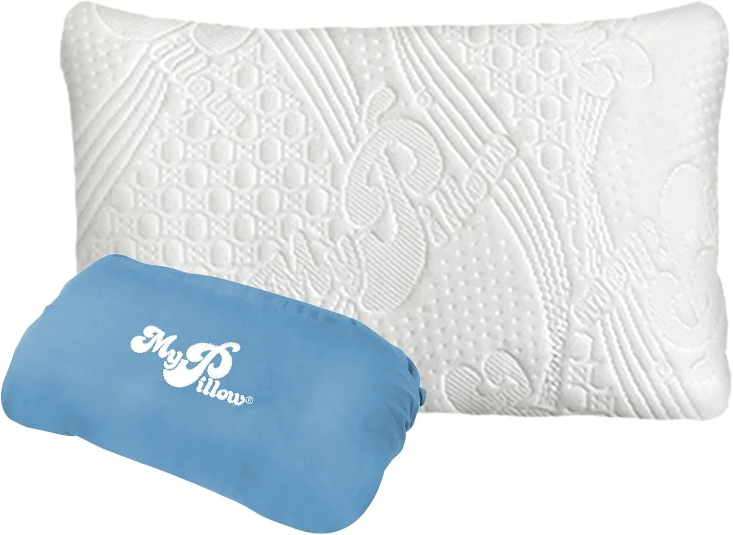 MyPillow Multi-Use Travel Pillow Compact Pillow for On-The-Go Comfort and Sleeping, Portable, Compact, Washable Pillow for Adult and Kids Neck Support [Gray Stripe]