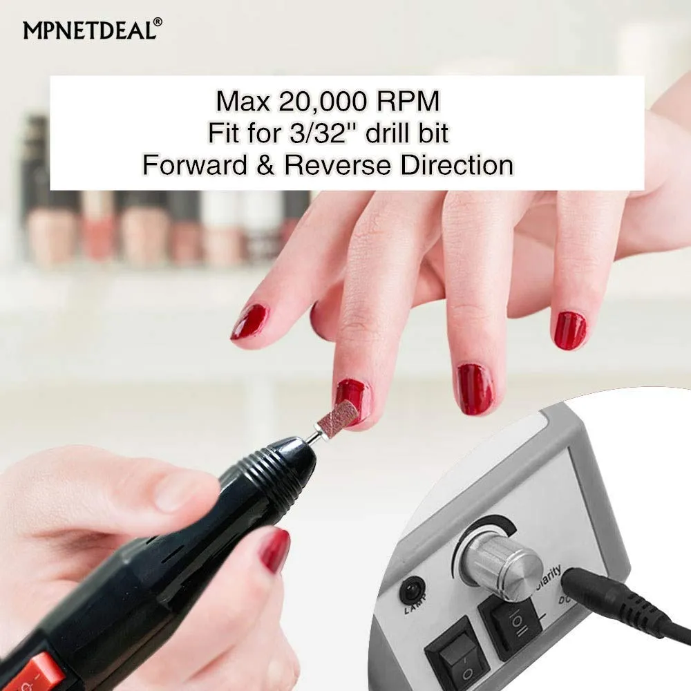 Nail Machine Efile Electric Nail Drill Nail File Kit for Acrylic Nails Poly Gel Nail Art Salon Use or Home use(Gray SetB)