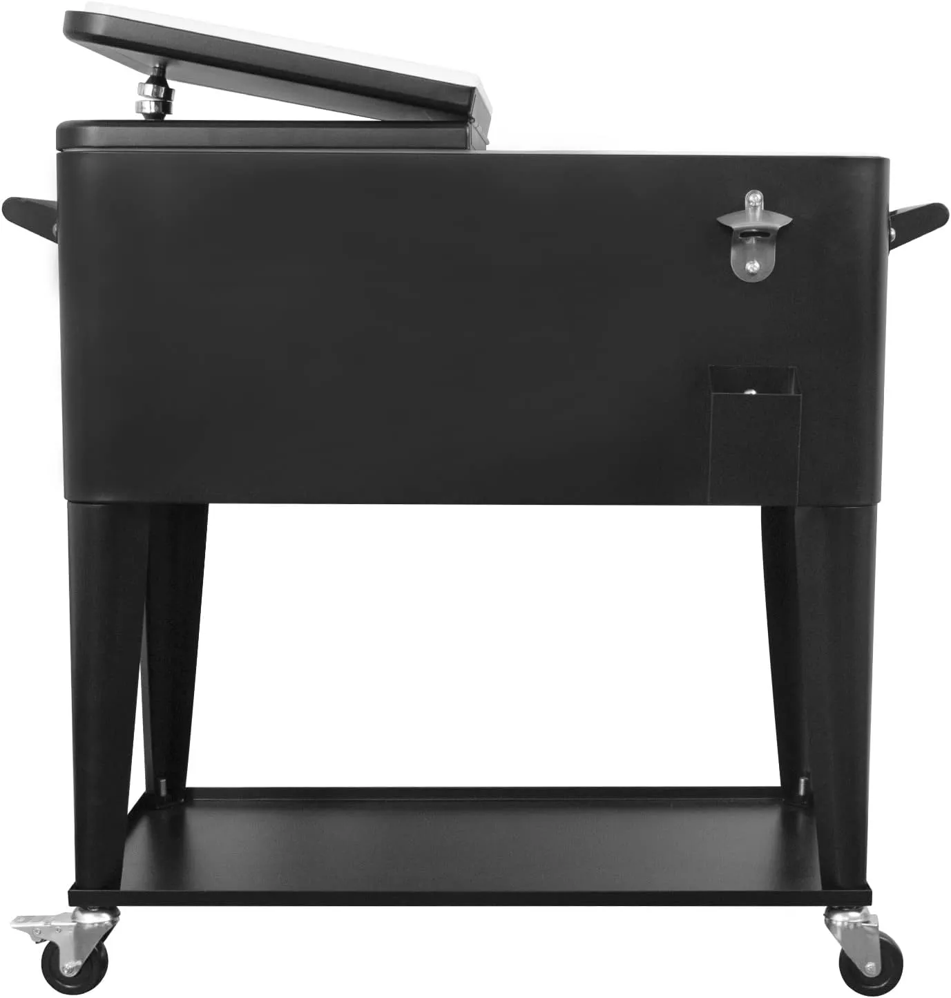 Nattork Portable Rolling Cooler Cart 80 Quart Cooler cart, Ice Chest Cart Trolley Rolling Cart Cooler with Wheels Outdoor Beverage Cooler for Patio Ice Chest with Shelf, Water Pipe and Bottle Opener