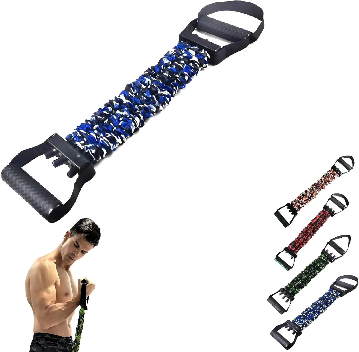 Natural Latex 3-Hole Resistance Stretcher, 2026 New Chest Expander Stretch Bands for Men,High Elasticity & Tear Resistant Exercise Bands with Handles,Full-Body Strength Workouts