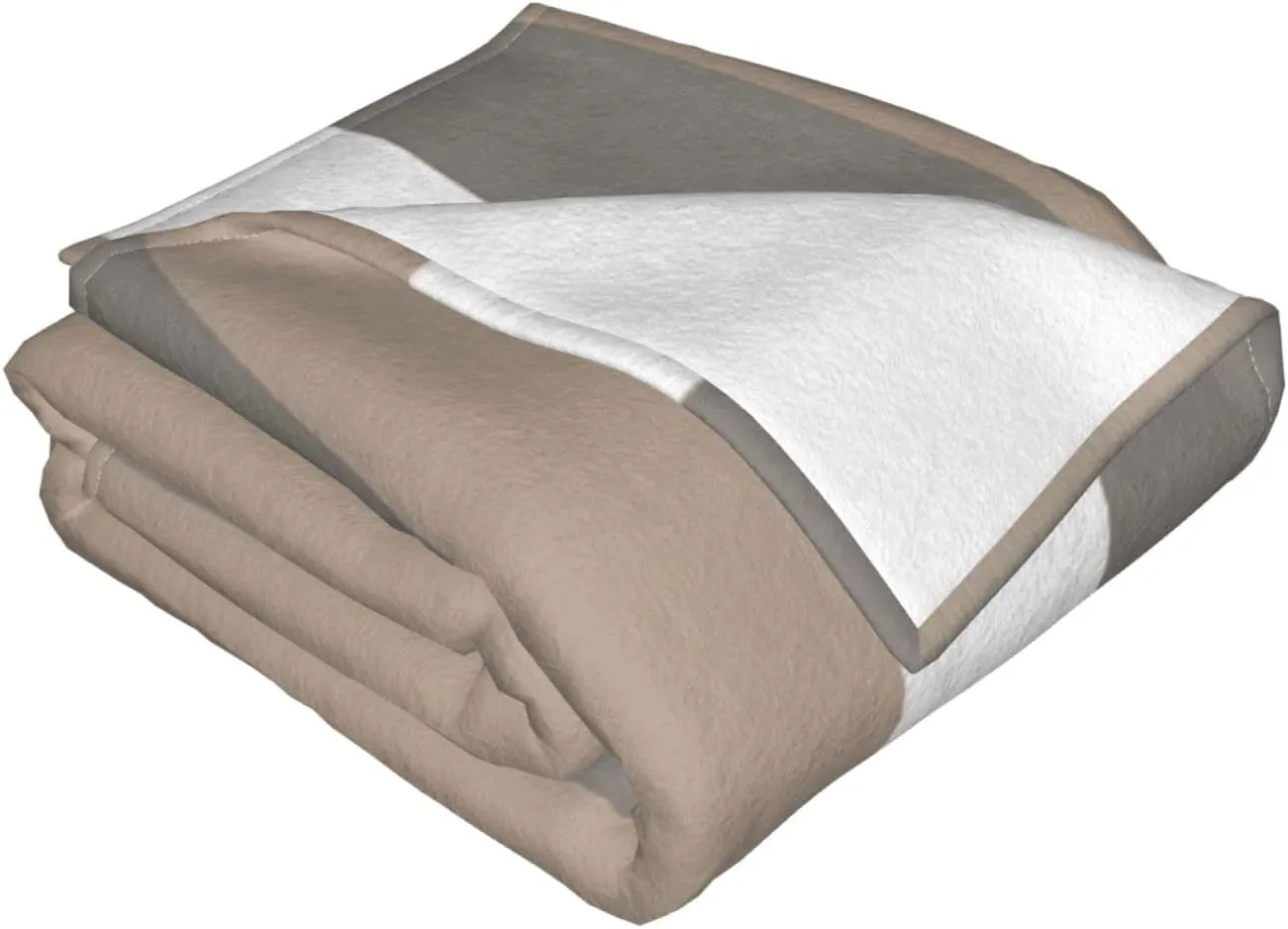 Natural Stripe in White ​Taupe 60"X50" Flannel Blanket - 100% Soft Polyester, Lightweight and Warm, Suitable for Families, Camping, Travel