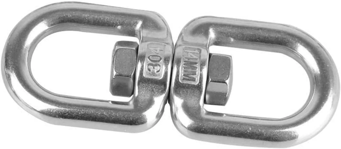 Naysku 1/6 Heavy Duty 304 Stainless Steel Swivel, Double Ended Swivel Eye Hook, 360° Rotational Device Hanging Accessory for Tree Swing, Hammock Chair, Climbing Rope, Yoga, Kids Swing Swivel (2)