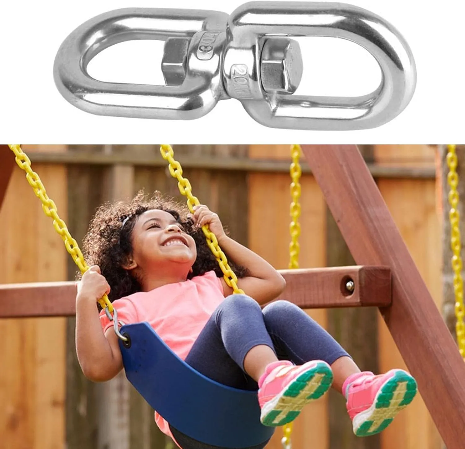 Naysku 1/6 Heavy Duty 304 Stainless Steel Swivel, Double Ended Swivel Eye Hook, 360° Rotational Device Hanging Accessory for Tree Swing, Hammock Chair, Climbing Rope, Yoga, Kids Swing Swivel (2)