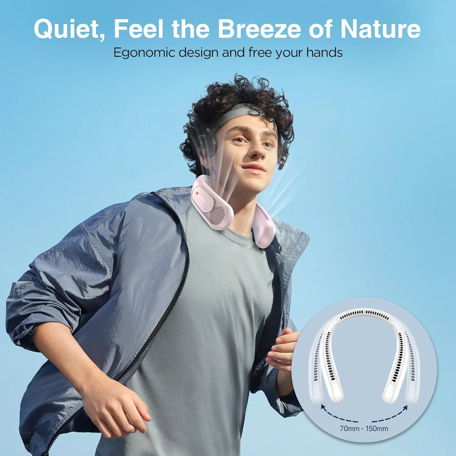 Neck Fan, Hands Free Bladeless Neck Fans Portable Rechargeable, 6000 mAh Battery Operated Wearable Personal Fan, Cooling Neck Fan, 3 Speeds, USB Fan Gifts for Men, Women, Travel, Outdoor
