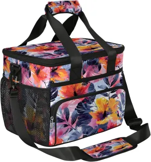 Nectar-Rich Flower Soft Sided Cooler Bag, 20 Cans Insulated Leak Proof Cooler Bag with Hard Bottom Fragrant Flower Portable Lightweight Cooler Picnic Cooler Lunch Tote Bag for Travel Camping
