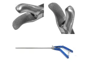 NEMS SS Storz Type Needle Holder Curved Jaw Carbide Inserted Tips Left Hand 5mm x 330mm Pistol Holding Style Handle Stainless Steel Surgical Instrument