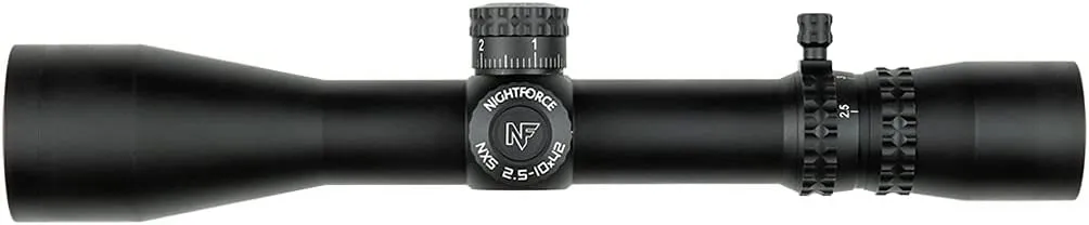 Nightforce NIGHTFORCENXS 2.5-10x42mm F2 30mm Tube Durable Precise Accurate Black Gun Scope - ZeroStop Parallax Adjustable Second Focal Plane Illuminated Hunting Scope