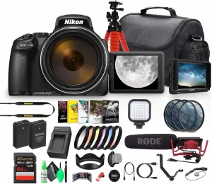 Nikon COOLPIX P1100 125x Super Zoom Compact Digital Camera (26541)   Mic   Monitor   77mm Color Filters   Photo Software   64GB Memory Card   LED Light   Flash Bracket   Lens Filter Kit   More
