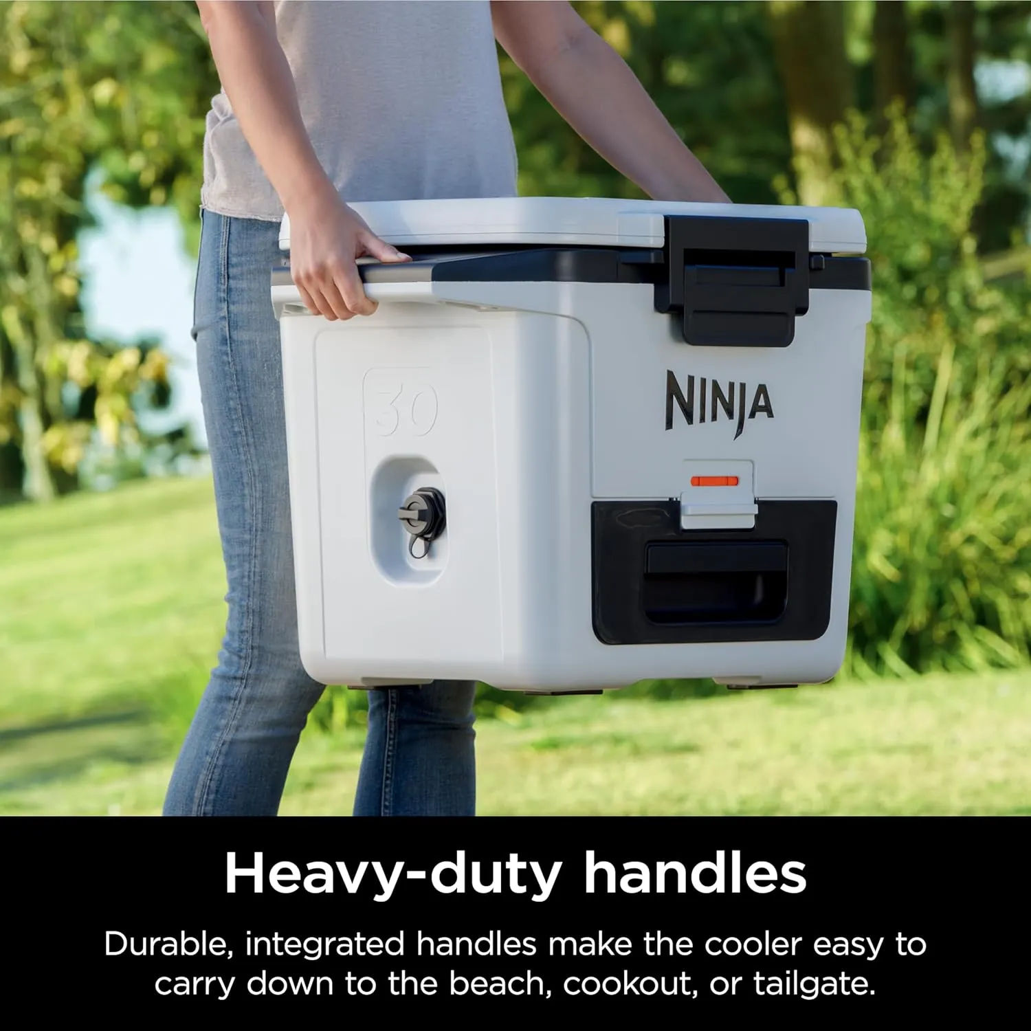 Ninja FB131WH FrostVault 30qt Hard Cooler with Dry Zone, Integrated Fridge-Temp Dry Storage Drawer, Premium Heavy-Duty Insulated Cooler, Keeps Ice for Days, Cloud White
