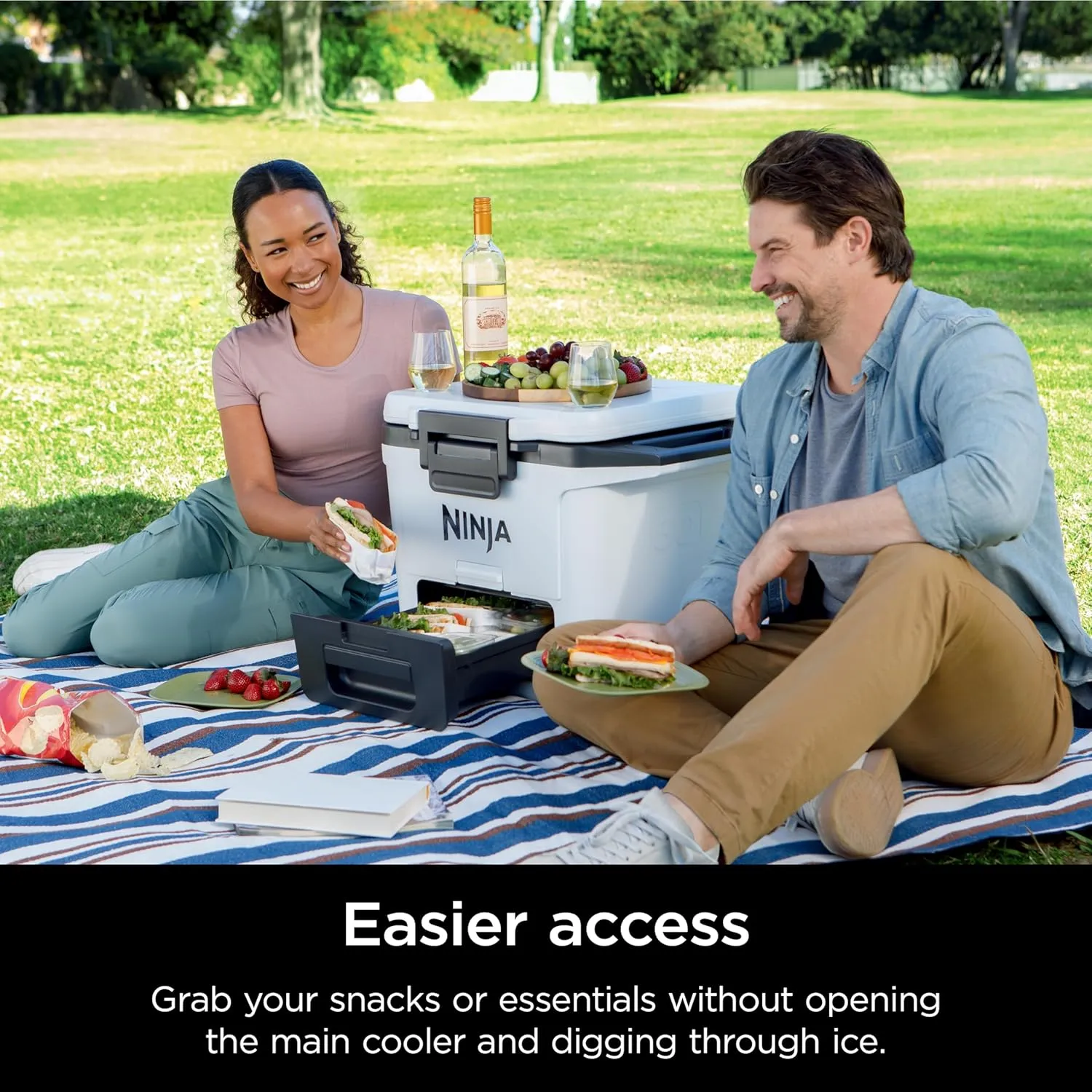 Ninja FB131WH FrostVault 30qt Hard Cooler with Dry Zone, Integrated Fridge-Temp Dry Storage Drawer, Premium Heavy-Duty Insulated Cooler, Keeps Ice for Days, Cloud White